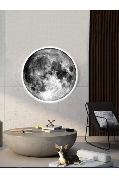Gökyüzü Panel Moon Led Aplik, 30cm Çap, Led 25watt, Duvar Aplik, Yatak Odası Aplik, Duvar Lambası, Aplik Modelleri - 6