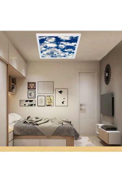Gökyüzü Panel Yatak Odası Güçlü 54watt 60x60 Büyük Boy led Avize Bulut Tasarım