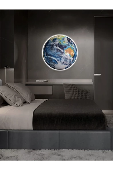 Gökyüzü Panel World Art, Led Aplik,30cm Çap Led 25watt, Modern,duvar Aplik,led, Yatak Odası Aplik,yatak Başı Aplik - 6