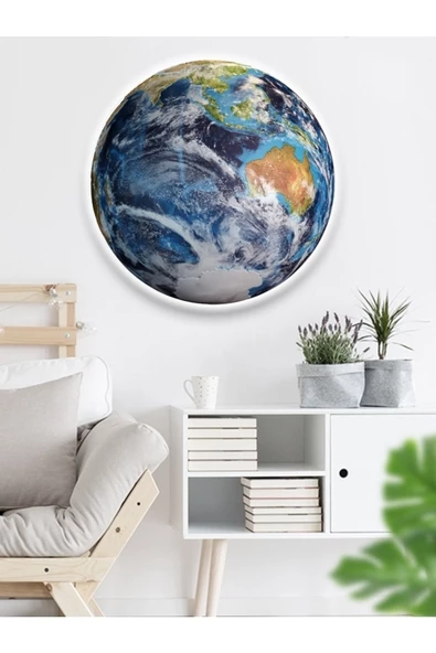 Gökyüzü Panel World Model,led Aplik, 30cm Çap,led 25watt, Modern,duvar Aplik, Yatak Odası Aplik,iç Mekan Aplik - 2