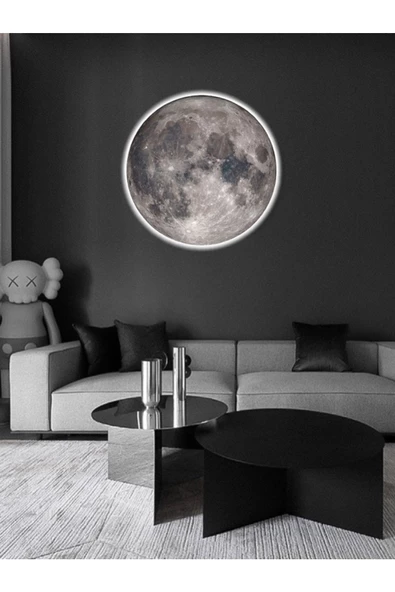 Gökyüzü Panel Modern Aplik - Moon Led Aplik, 30cm Çap Led 25watt, Duvar Aplikleri, Trendyol Aplik, Aplik Modelleri - 2