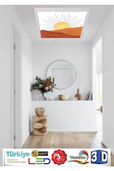 Gökyüzü Panel Pastel Art Desenli Tavan Armatürü 54w Led Aydınlatma Hd Avize 60cmx60cm - 3