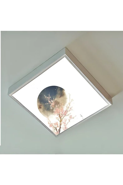 Gökyüzü Panel Dolunay Tasarım-modern Avize-60x60 Ledli-tavan Avize--54watt-tavana Yapışık Lamba-yatak Odası Avize- - 2
