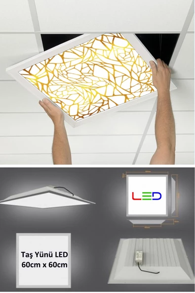 Gökyüzü Panel 60x60 Taş Yünü Asma Tavan Ledi-60cmx60cm Led Armatür-54w-beyaz-led Panel-asma Tavan Led-sıva Altı - 2
