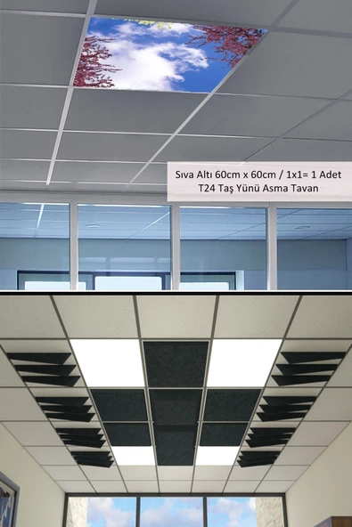 Gökyüzü Panel Asma Tavan Led-60cmx60cm-sıva Altı-54w-6500k-led Panel-led Armatür- 60x60 Taş Yünü Asma Tavan Ledi - 3