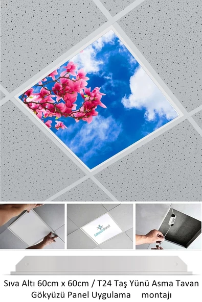 Gökyüzü Panel Asma Tavan Led-60cmx60cm-sıva Altı-54w-6500k-led Panel-led Armatür-60x60 Taş Yünü Asma Tavan Ledi-a+ - 3