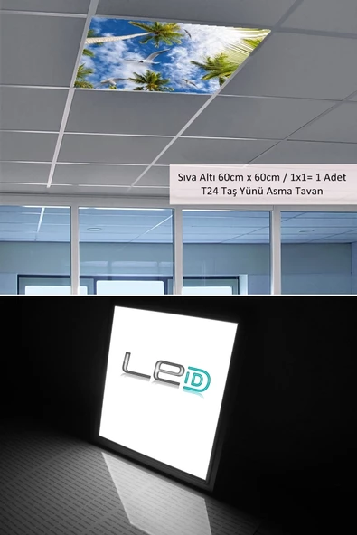 Gökyüzü Panel Asma Tavan-60cmx60cm-sıva Altı-54w-6500k-beyaz-led Panel-led Armatür- 60x60 Taş Yünü Asma Tavan Ledi - 3