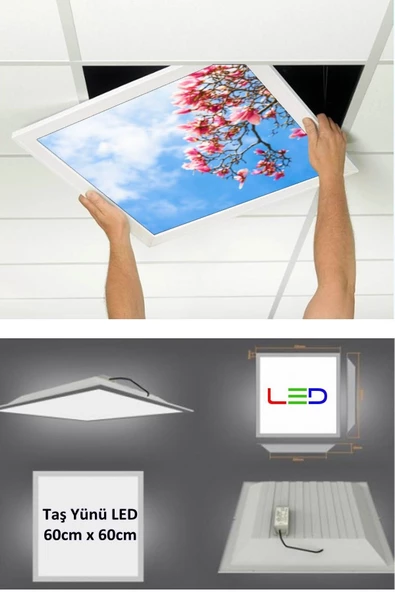 Gökyüzü Panel Asma Tavan Led-60cmx60cm-sıva Altı-54w-6500k-led Panel-led Armatür- 60x60 Taş Yünü Asma Tavan Ledi - 2