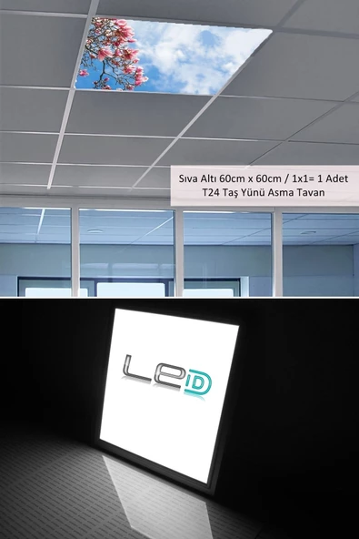 Gökyüzü Panel Asma Tavan Led-60cmx60cm-sıva Altı-54w-6500k-led Panel-led Armatür- 60x60 Taş Yünü Asma Tavan Ledi - 3
