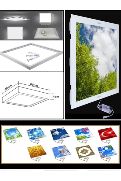 Gökyüzü Panel Asma Tavan Led-60cmx60cm-sıva Altı-54w-6500k-led Panel-led Armatür- 60x60 Taş Yünü Asma Tavan Ledi - 2