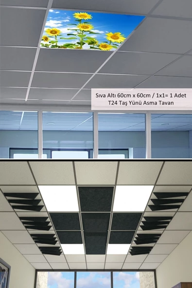 Gökyüzü Panel Asma Tavan Led-60cmx60cm-sıva Altı-54w-6500k-led Panel-led Armatür-60x60 Taş Yünü Asma Tavan Ledi-a+ - 3
