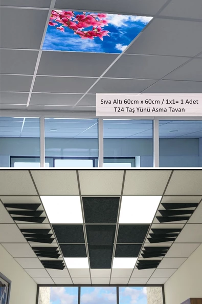 Gökyüzü Panel Asma Tavan Led-60cmx60cm-sıva Altı-54w-6500k-led Panel-led Armatür-60x60 Taş Yünü Asma Tavan Ledi-a+ - 2