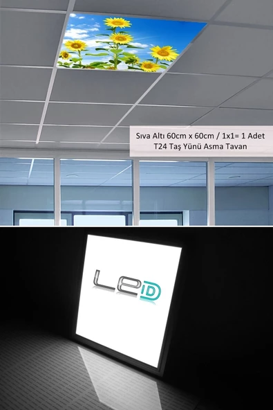 Gökyüzü Panel Asma Tavan Led-60cmx60cm-sıva Altı-54w-6500k-led Panel-led Armatür-60x60 Taş Yünü Asma Tavan Ledi-a+ - 4