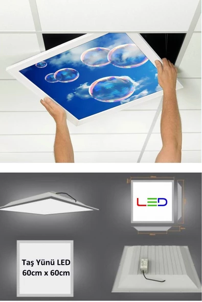 Gökyüzü Panel Asma Tavan Led-60cmx60cm-sıva Altı-54w-6500k-led Panel-led Armatür- 60x60 Taş Yünü Asma Tavan Ledi - 2
