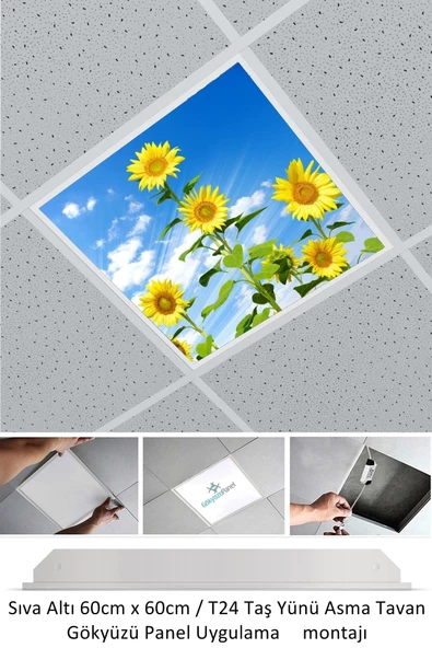 Gökyüzü Panel Asma Tavan Led-60cmx60cm-sıva Altı-54w-6500k-led Panel-led Armatür-60x60 Taş Yünü Asma Tavan Ledi-a+ - 2