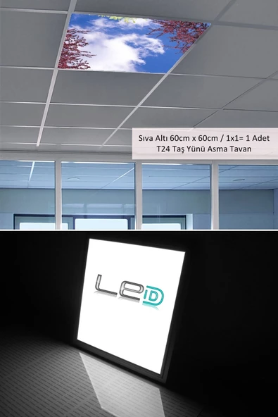 Gökyüzü Panel Asma Tavan Led-60cmx60cm-sıva Altı-54w-6500k-led Panel-led Armatür- 60x60 Taş Yünü Asma Tavan Ledi - 4