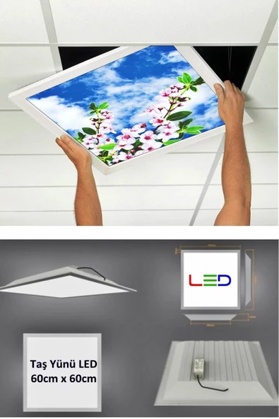 Gökyüzü Panel Asma Tavan Led-60cmx60cm-sıva Altı-54w-6500k-led Panel-led Armatür- 60x60 Taş Yünü Asma Tavan Ledli - 4