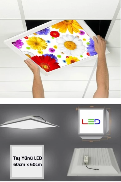 Gökyüzü Panel Asma Tavan Led-60cmx60cm-sıva Altı-54w-6500k-led Panel-led Armatür- 60x60 Taş Yünü Asma Tavan Ledi - 2