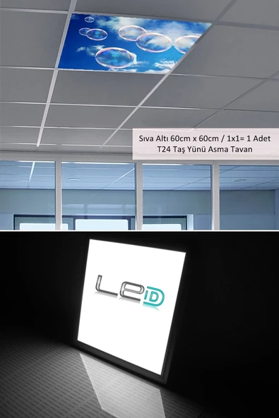 Gökyüzü Panel Asma Tavan Led-60cmx60cm-sıva Altı-54w-6500k-led Panel-led Armatür- 60x60 Taş Yünü Asma Tavan Ledi - 3
