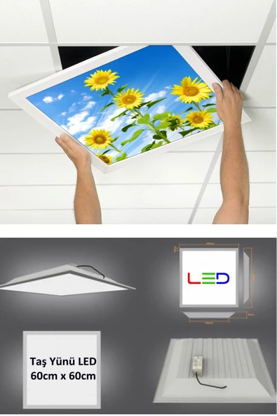 Gökyüzü Panel Asma Tavan Led-60cmx60cm-sıva Altı-54w-6500k-led Panel-led Armatür-60x60 Taş Yünü Asma Tavan Ledi-a+