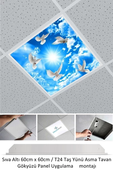 Gökyüzü Panel Asma Tavan Led-60cmx60cm-sıva Altı-54w-6500k-led Panel-led Armatür- 60x60 Taş Yünü Asma Tavan Ledi - 3