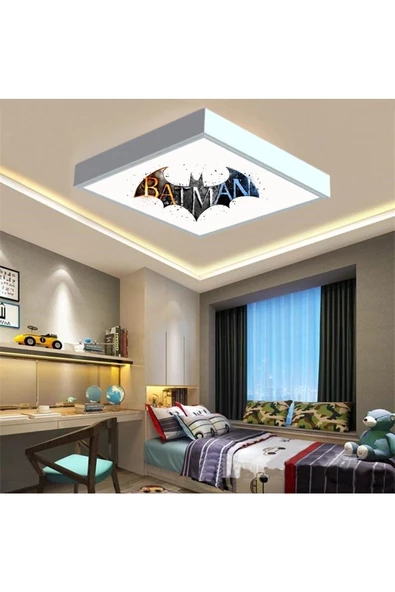 Gökyüzü Panel Batman-çocuk Avize-lamp 60x60 Baskılı Led Avize- Beyaz Çerçeve-led Işık-kolay Montaj-54w - 4