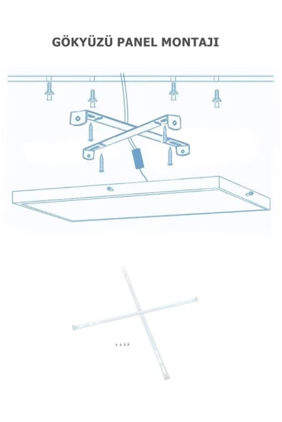 Gökyüzü Panel 60x60 Led Panel, Sıva üstü, 60 watt, led armatür, kendinden kasalı, 6400 K, Beyaz Işık, Tavana Model - 6