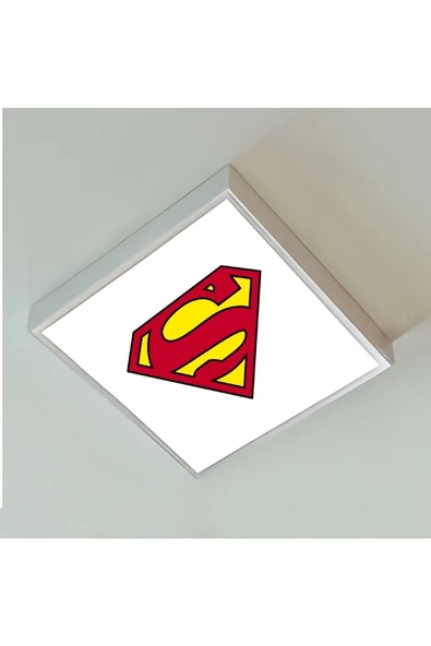 Gökyüzü Panel Super Man Çocuk Led Avize-54w Güçlü Aydınlatma-60x60 Beyaz Homojen Işık-modern Tasarım Baskılı - 2