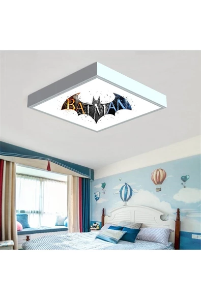 Gökyüzü Panel Batman-çocuk Avize-lamp 60x60 Baskılı Led Avize- Beyaz Çerçeve-led Işık-kolay Montaj-54w - 2