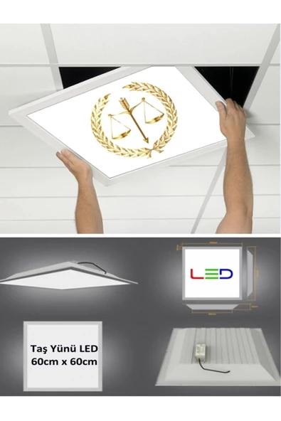 Gökyüzü Panel Hukuk Logo Asma Tavan-60cmx60cm-sıva Altı-54w-6500k-beyaz-led Panel-led Armatür- Taş Yünü Asma Tavan