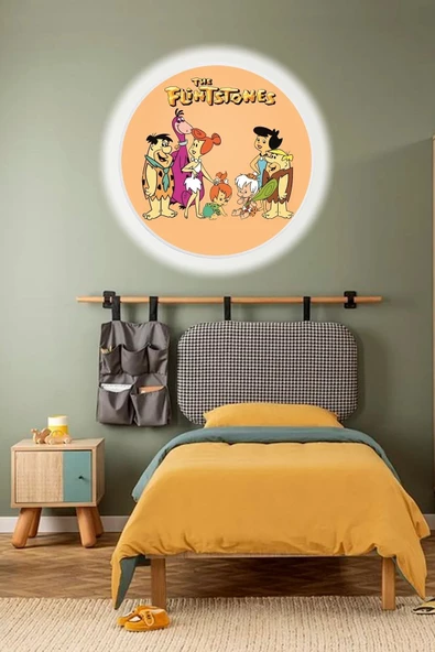 Gökyüzü Panel Taş Devri Aplik-led Aplik-25watt-30cm Çap, Çocuk Odası Aplik, Aplik Modelleri, Flintstones Aplik