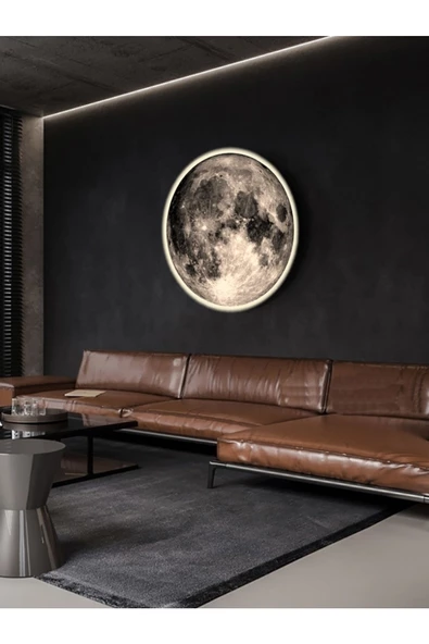 Gökyüzü Panel New-moon, Modern Aplik, 30cm .çap,led 25watt, Led Duvar Aplikleri, Yatak Odası Aplik,aplik Modelleri - 5