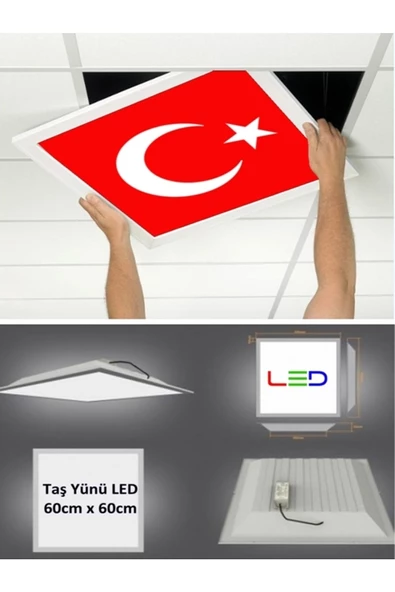 Gökyüzü Panel Bayrak Led Panel-60cmx60cm-sıva Altı-54w-6500k-beyaz-led Panel-led Armatür- Taş Yünü Asma Tavan