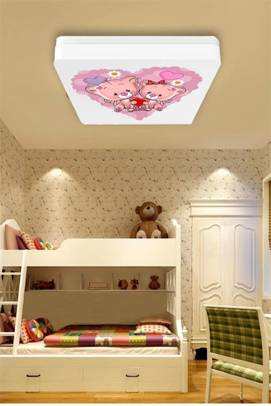 Gökyüzü Panel Lüks Çocuk Odası Avize 25watt-30cm X 30cm Lüks Led Aydınlatma, Ayıcıklar, Çocuk Avize Modelleri - Resim 2