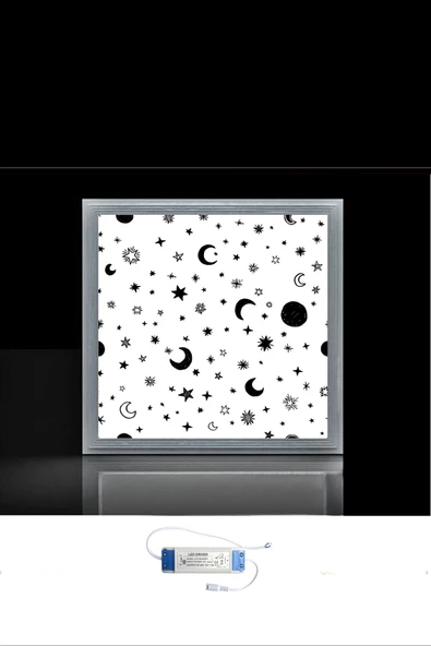 Gökyüzü Panel Gecemsi Tasarım, Led Avize, Yatak Odası Lamba,54w -büyük Boy Avize (60cmx60cm) - 2