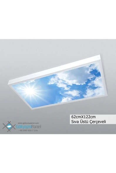 Gökyüzü Panel 60x120 Gökyüzü Panel  Avize, 106watt Led, Sıva Üstü, Kolay Montaj Led Panel, Güneşli Bulutlar Avize