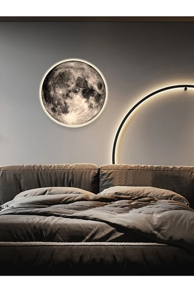Gökyüzü Panel New-moon, Modern Aplik, 30cm Led 25watt, Led Duvar Aplikleri, Yatak Odası Aplik, Yatak Başı Aplik - 4
