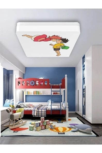 Gökyüzü Panel Lüks Çocuk Odası Avize 25watt-30cm X 30cm Lüks Led Aydınlatma, Küçük Denizkızı Ponyo (yeni) - 4