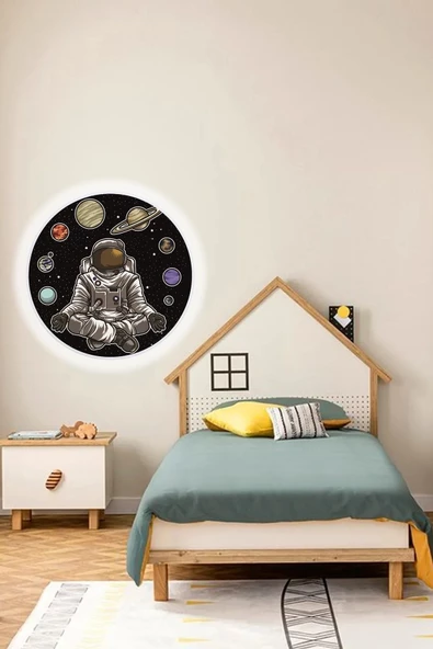Gökyüzü Panel Space, Astronot Aplik-led Aplik-25watt-30cm Çap, Çocuk Odası Aplik, Aplik Modelleri, Trendyol Aplik - 3