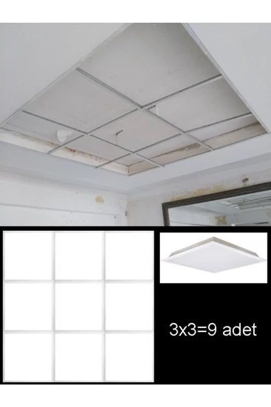 Gökyüzü Panel 9'lu 60x60 Led Panel, Yeni Moda Tavan Aydınlatma, T24 Asma Tavanlar Için Gurup Led Aydınlatma Panel - 4