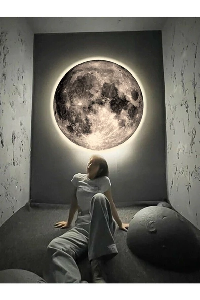 Gökyüzü Panel New-moon, Modern Aplik, 30cm .çap,led 25watt, Led Duvar Aplikleri, Yatak Odası Aplik,aplik Modelleri - 6