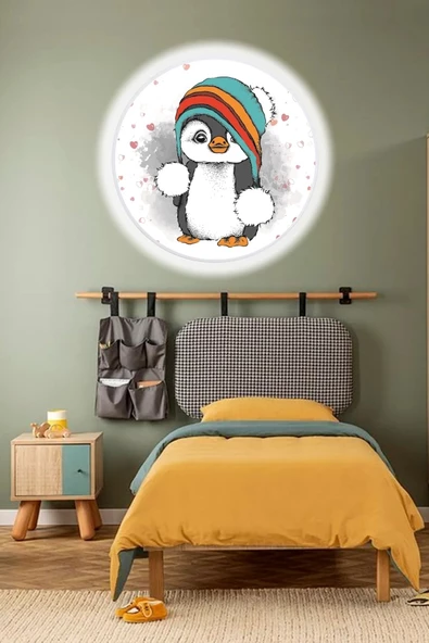 Gökyüzü Panel Sevimli Penguen Aplik-led Aplik-25watt-30cm Çap,çocuk Odası Aplik, Aplik Modelleri,trendyol Aplik