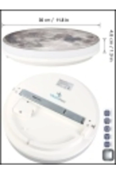 Gökyüzü Panel Moon Art, Modern Aplik, 30cm Çap,led 25watt, Led Duvar Aplikleri, Yatak Odası Aplik,yatak Başı Aplik - 3