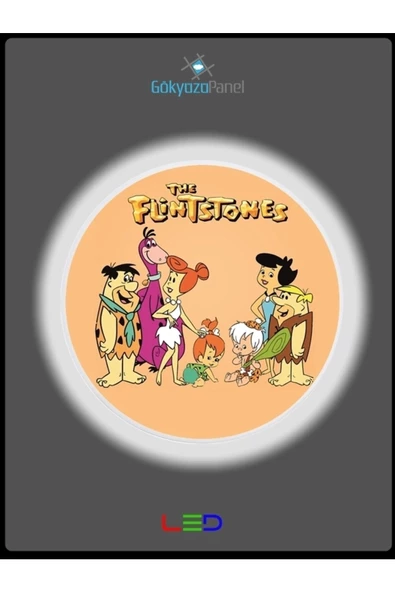 Gökyüzü Panel Taş Devri Aplik-led Aplik-25watt-30cm Çap, Çocuk Odası Aplik, Aplik Modelleri, Flintstones Aplik - 5