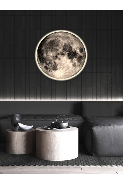 Gökyüzü Panel New-moon, Modern Aplik, 30cm Çap Led 25watt, Led Duvar Aplikleri, Yatak Odası Aplik, Aplik Modelleri - 2