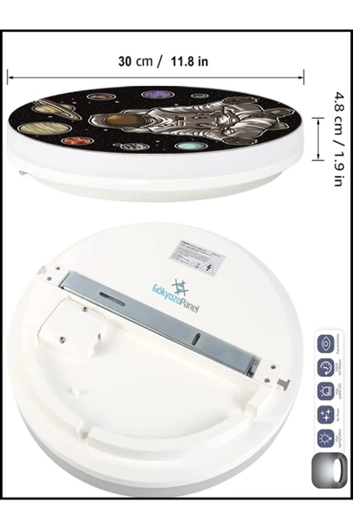Gökyüzü Panel Space, Astronot Aplik-led Aplik-25watt-30cm Çap, Çocuk Odası Aplik, Aplik Modelleri, Trendyol Aplik - 5