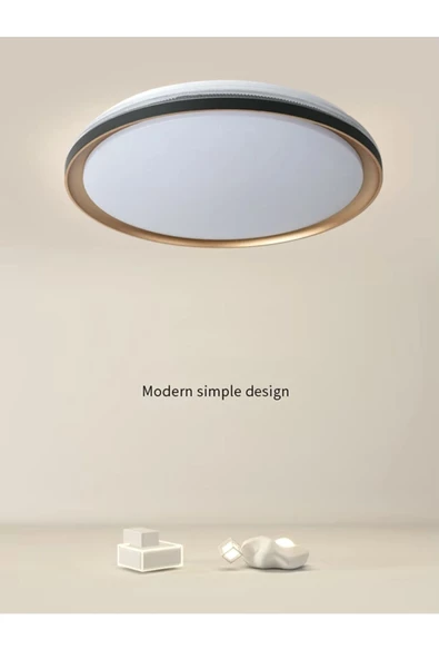 Gökyüzü Panel 50cm Yuvarlak Avize, Gül Baskı,Güçlü ışık,  GOLD LEDLİ TAVAN ARMATÜRÜ, 45Watt, BEYAZ IŞIK, 7000K,