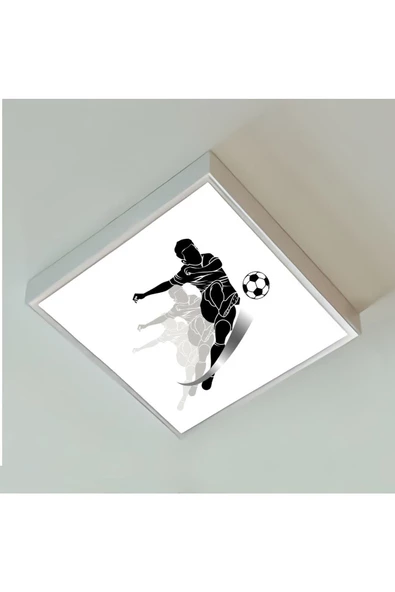 Gökyüzü Panel Futbol Boys Çocuk Odası Led Avize-60cmx 60xm Büyük Kare-1.5kg Hafif- 54w Güç-kolay Montaj-lüx Ürün
