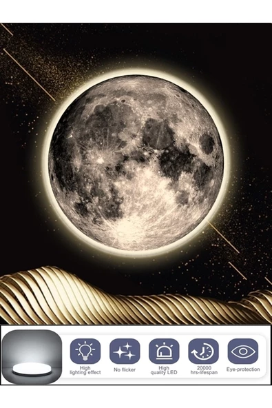 Gökyüzü Panel New-moon, Modern Aplik 30 cm Led 25watt Led Duvar Aplikleri, Yatak Odası Aplik, Yatak Başı Aplik - 6