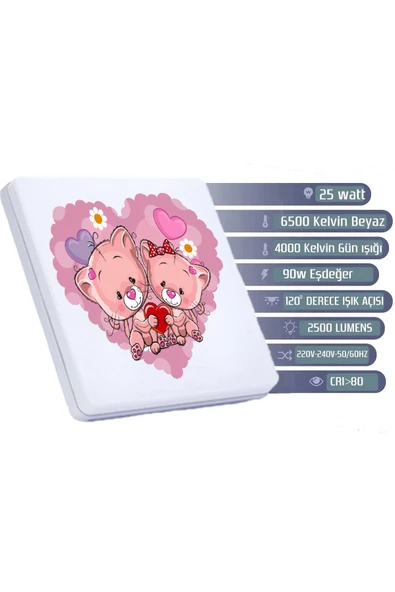 Gökyüzü Panel Lüks Çocuk Odası Avize 25watt-30cm X 30cm Lüks Led Aydınlatma, Ayıcıklar, Çocuk Avize Modelleri - Resim 6